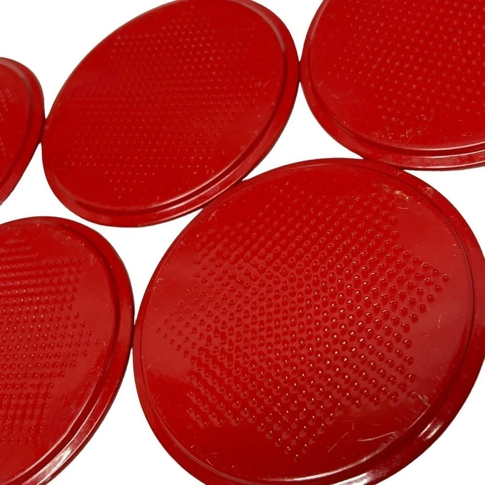 Vintage 50’s Coasters Red‎ Floral Aluminum Tin Can Painted